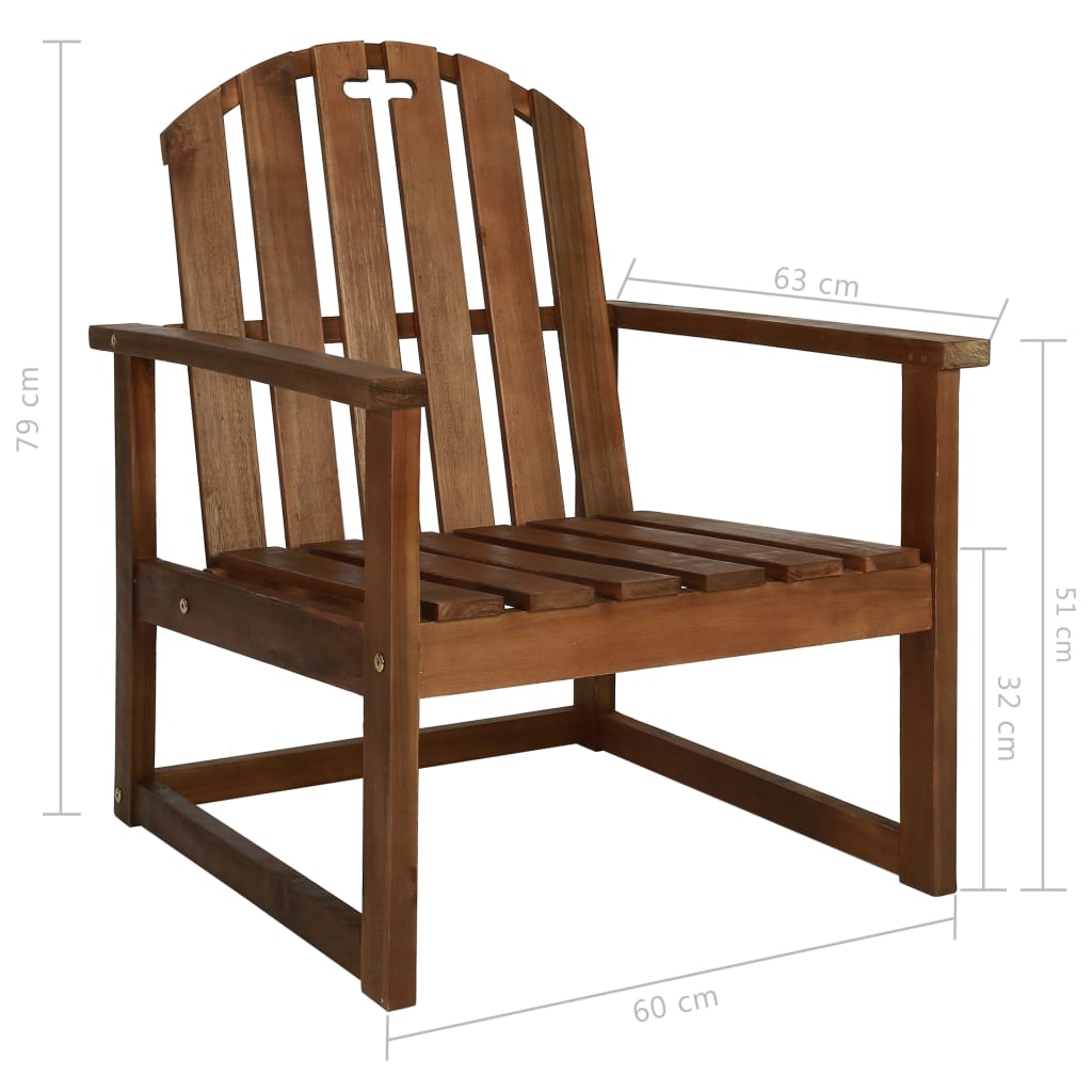 Garden Chair | Set of 2 | Wooden brown | Solid Acacia wood | Medium
