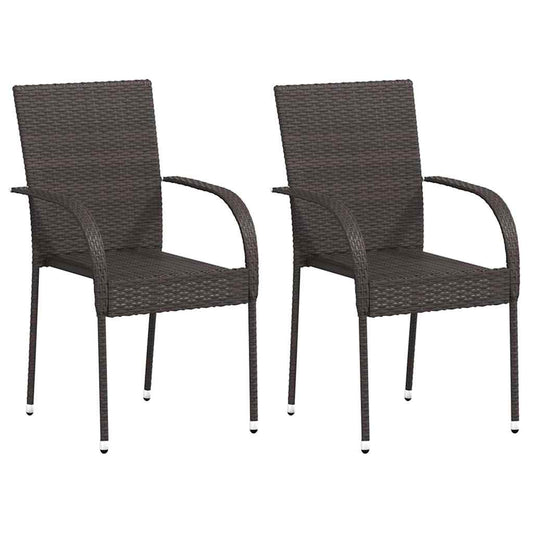 Stackable Outdoor Chairs 2 pcs Poly Rattan Brown Stackable Outdoor Chairs 2 pcs Poly Rattan Brown