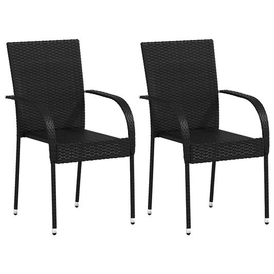 Stackable Outdoor Chairs 2 pcs Poly Rattan Black Stackable Outdoor Chairs 2 pcs Poly Rattan Black