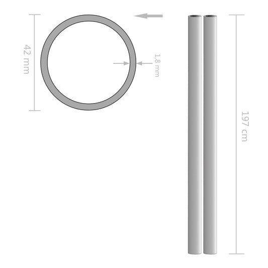 2 pcs Stainless Steel Tubes Round V2A 2m 42x1.8mm 2 pcs Stainless Steel Tubes Round V2A 2m 42x1.8mm