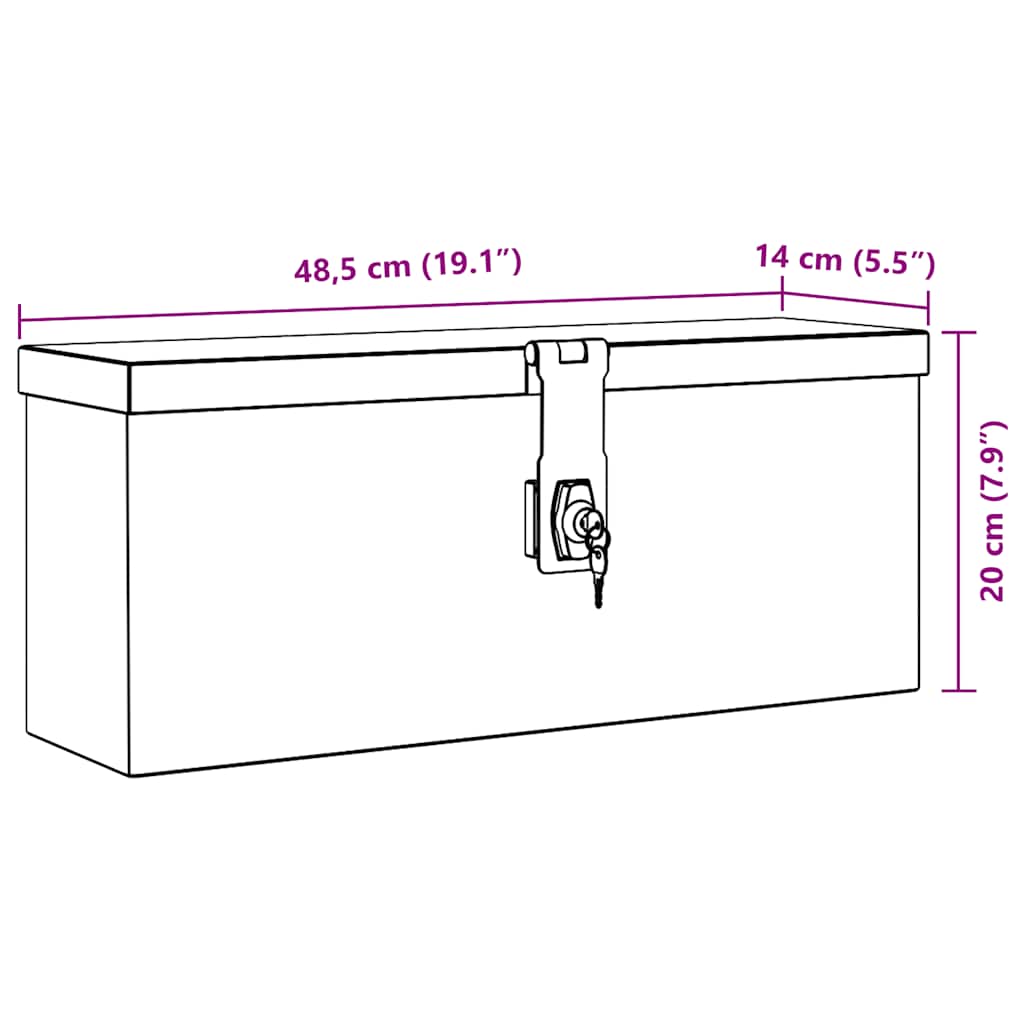 142935 vidaXL Aluminium Box 48,5x14x20 cm Silver