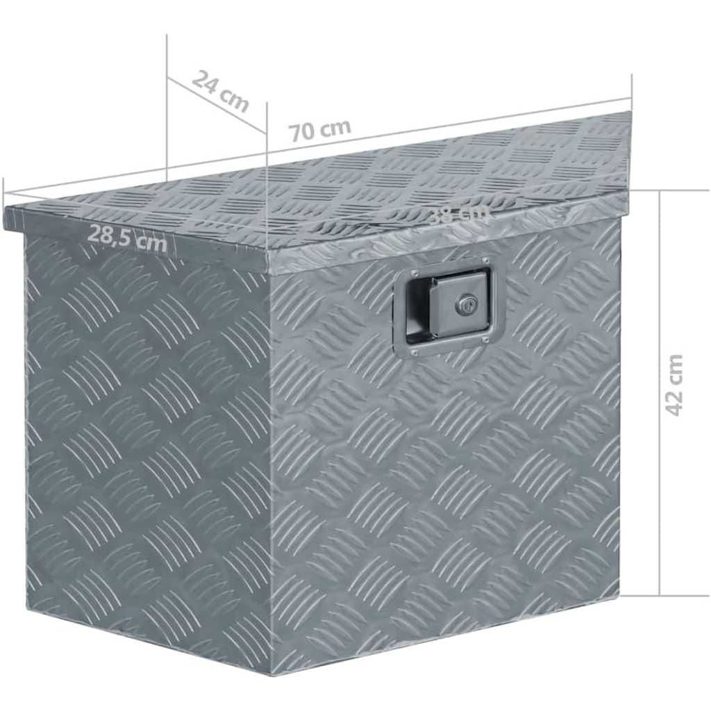 142942 vidaXL Aluminium Box 70x24x42 cm Trapezoid Silver