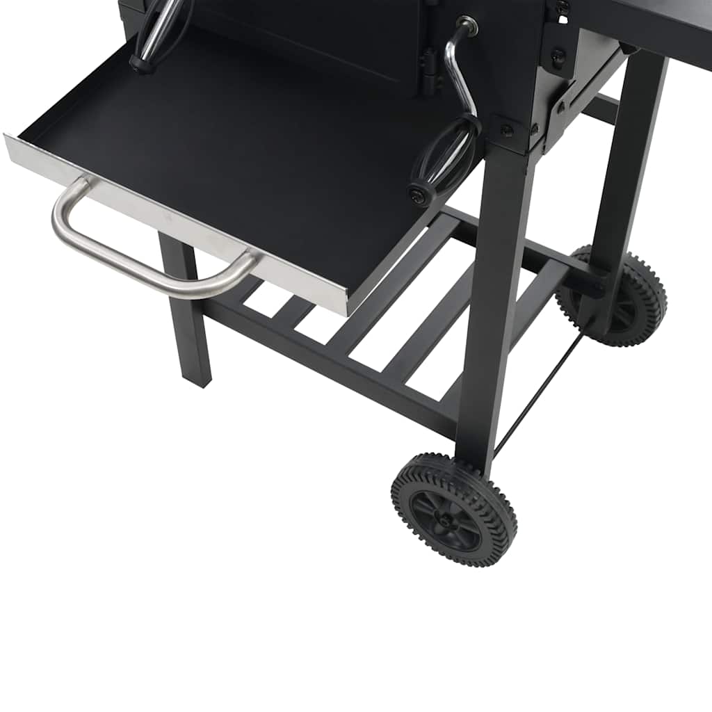 44280 vidaXL Charcoal-Fueled BBQ Grill with Bottom Shelf Black