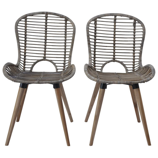 Dining Chairs 2 pcs Brown Natural Rattan Dining Chairs 2 pcs Brown Natural Rattan