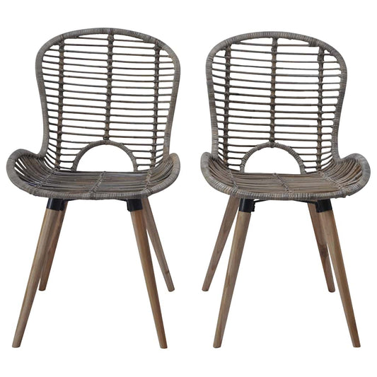 Dining Chairs 2 pcs Brown Natural Rattan Dining Chairs 2 pcs Brown Natural Rattan