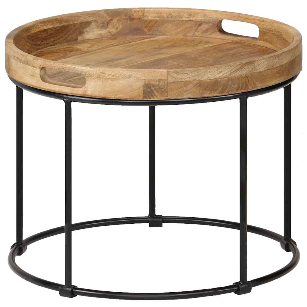 246672 vidaXL Coffee Table Solid Mange Wood and Steel 50x40 cm