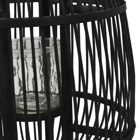 Candle Holder | Black | Bamboo and Glass | Medium | Decorative Inlays Candle Holder | Black | Bamboo and Glass | Medium | Decorative Inlays