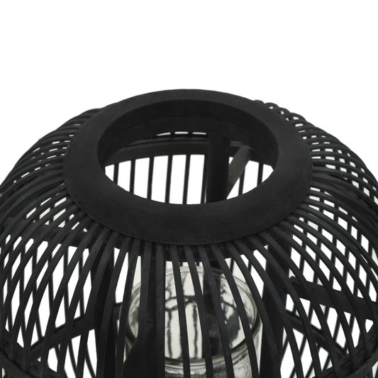 Candle Holder | Black | Bamboo and Glass | Standard | Portable Candle Holder | Black | Bamboo and Glass | Standard | Portable