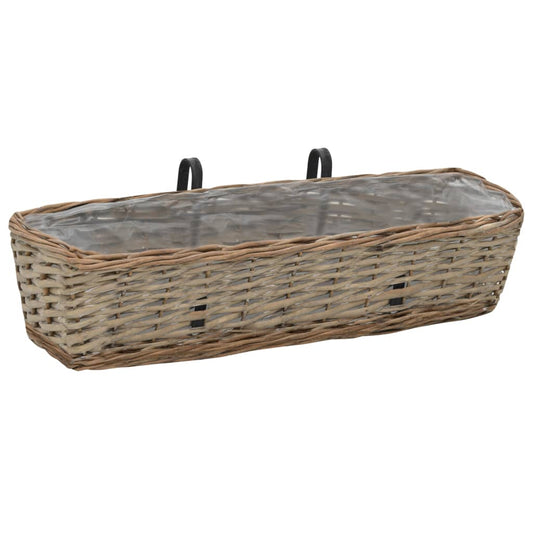Balcony Planter 2 pcs Wicker with PE Lining 60 cm Balcony Planter 2 pcs Wicker with PE Lining 60 cm