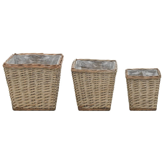 Raised Bed 3 pcs Wicker with PE Lining Raised Bed 3 pcs Wicker with PE Lining