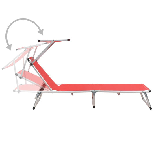 Sun Lounger | Red | Aluminium, Textilene | Standard | Foldable Sun Lounger | Red | Aluminium, Textilene | Standard | Foldable