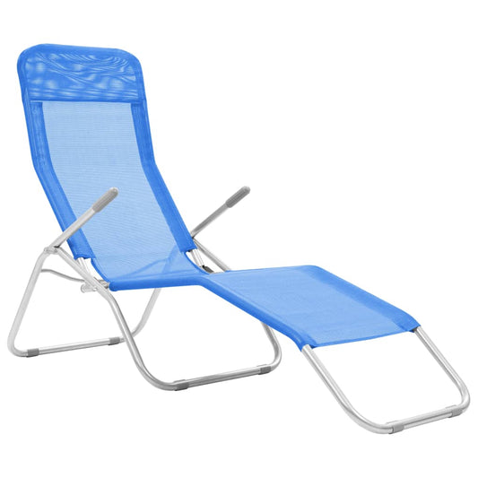 Folding Sun Loungers 2 pcs Textilene Blue Folding Sun Loungers 2 pcs Textilene Blue