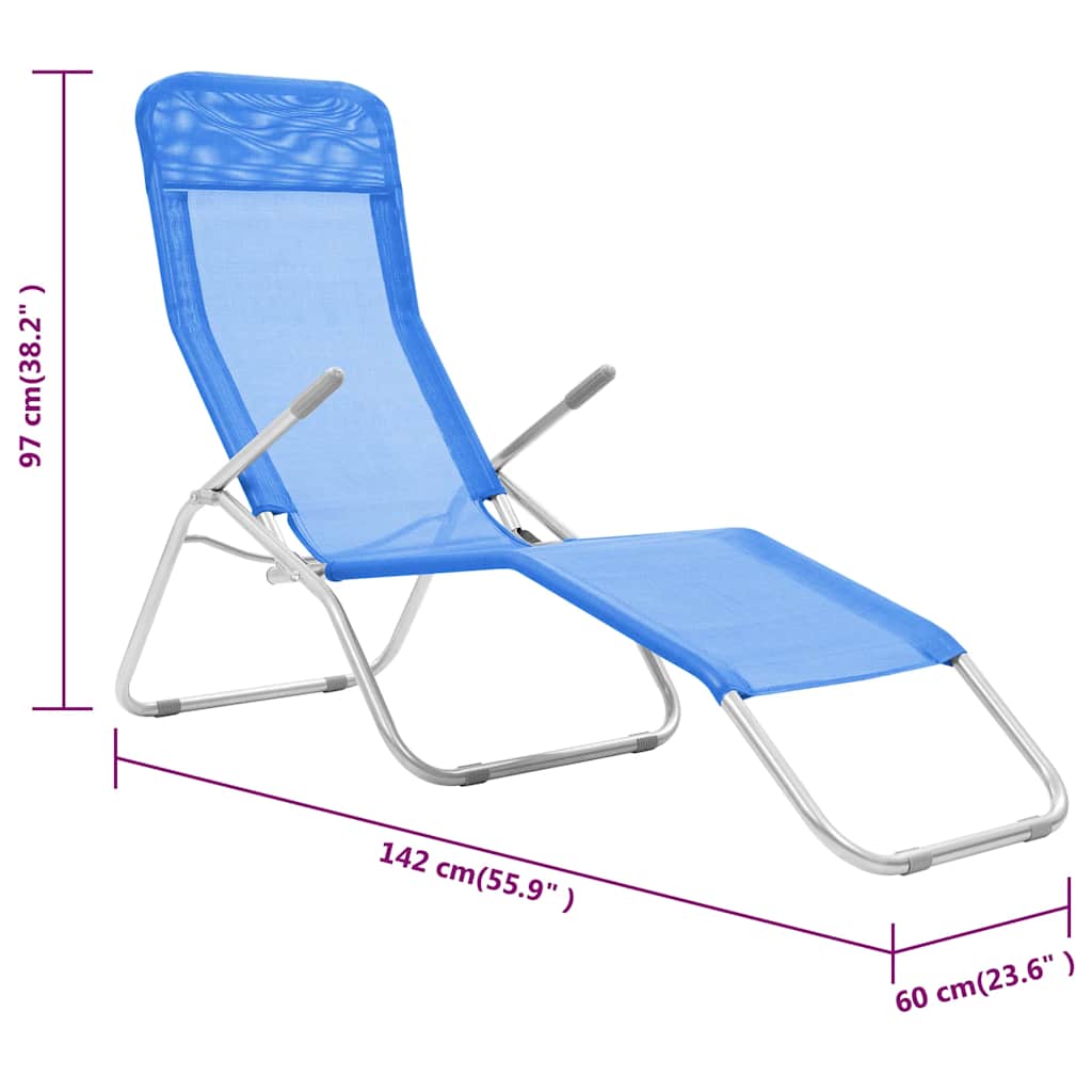 44337 vidaXL Folding Sun Loungers 2 pcs Textilene Blue