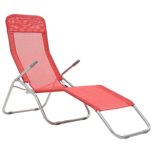 Folding Sun Loungers 2 pcs Textilene Red Folding Sun Loungers 2 pcs Textilene Red
