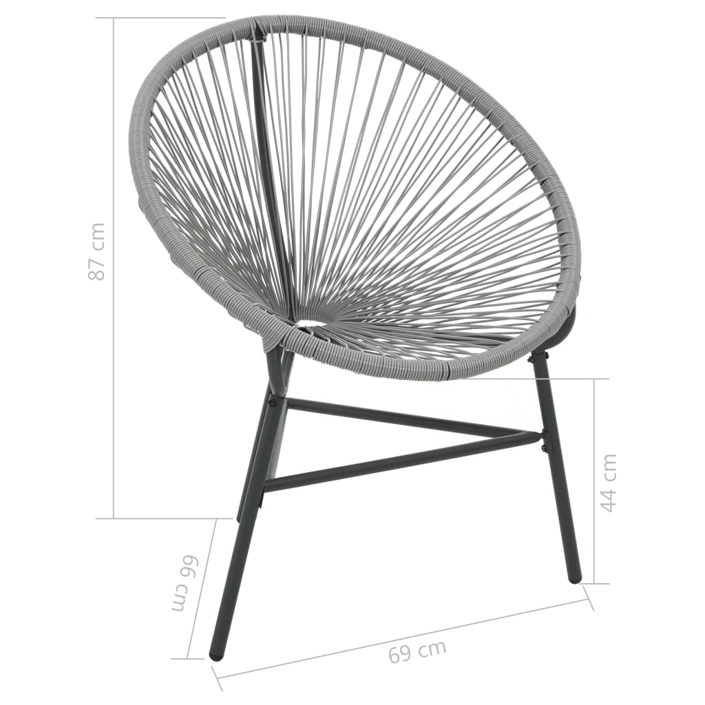 44481 vidaXL Garden Moon Chair Poly Rattan Grey