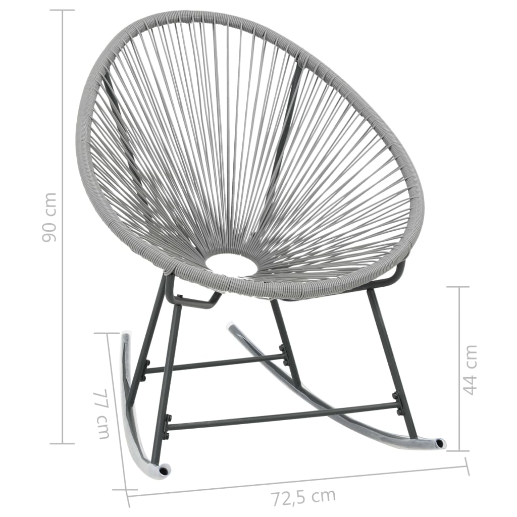 44482 vidaXL Outdoor Rocking Moon Chair Grey Poly Rattan