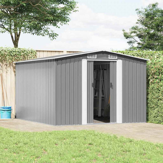 Garden Shed 257x298x178 cm Metal Grey Garden Shed 257x298x178 cm Metal Grey
