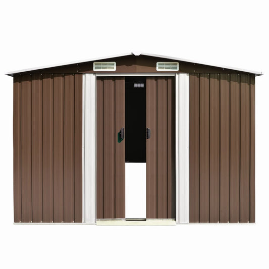 Garden Shed 257x298x178 cm Metal Brown Garden Shed 257x298x178 cm Metal Brown