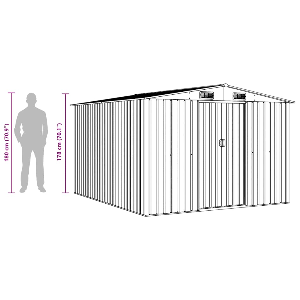 Garden Shed 257x298x178 cm Metal Brown