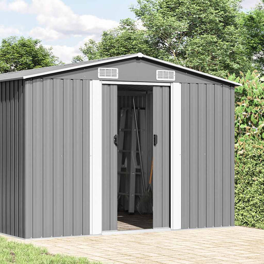 Garden Shed 257x392x181 cm Metal Grey Garden Shed 257x392x181 cm Metal Grey