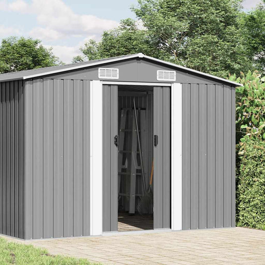 Garden Shed 257x489x181 cm Metal Grey Garden Shed 257x489x181 cm Metal Grey