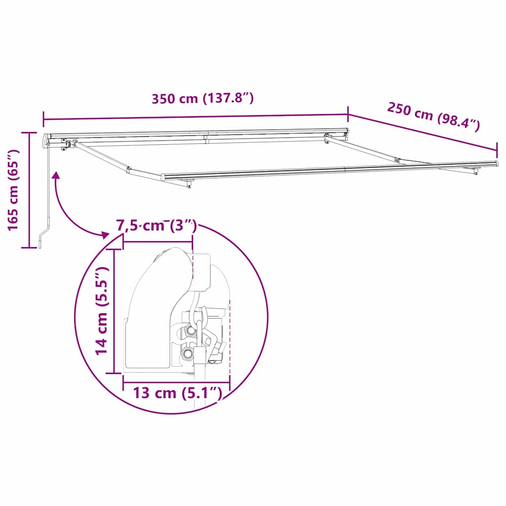 Awning Frame White 350 x 250 cm Aluminium