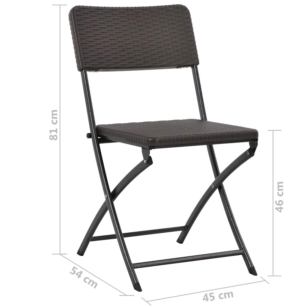 Folding Chairs 2 pcs HDPE and Steel Brown