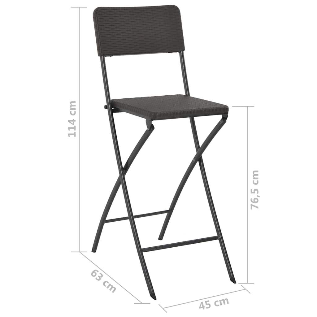 44558 vidaXL Folding Bar Chairs 2 pcs HDPE and Steel Brown Rattan Look