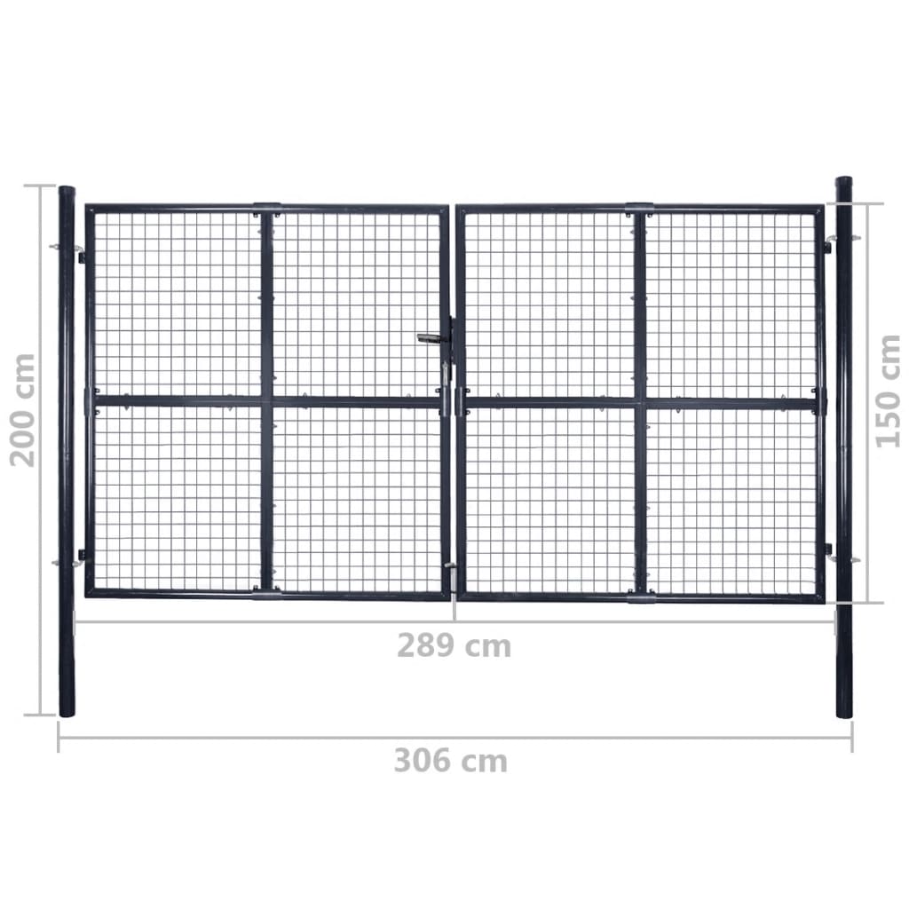 Mesh Garden Gate Galvanised Steel 300x150 cm Grey