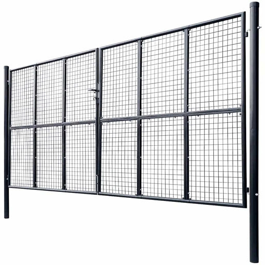 Mesh Garden Gate Galvanised Steel 400x175 cm Grey Mesh Garden Gate Galvanised Steel 400x175 cm Grey