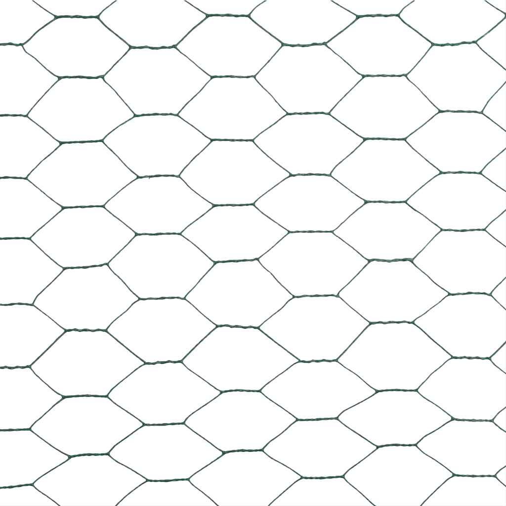 Chicken Wire Fence Steel with PVC Coating 25x1,5 m Green