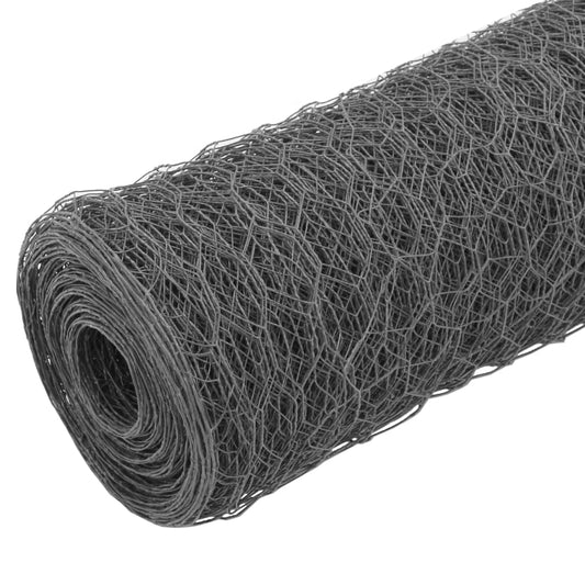 Chicken Wire Fence Steel with PVC Coating 25x1,5 m Grey Chicken Wire Fence Steel with PVC Coating 25x1,5 m Grey