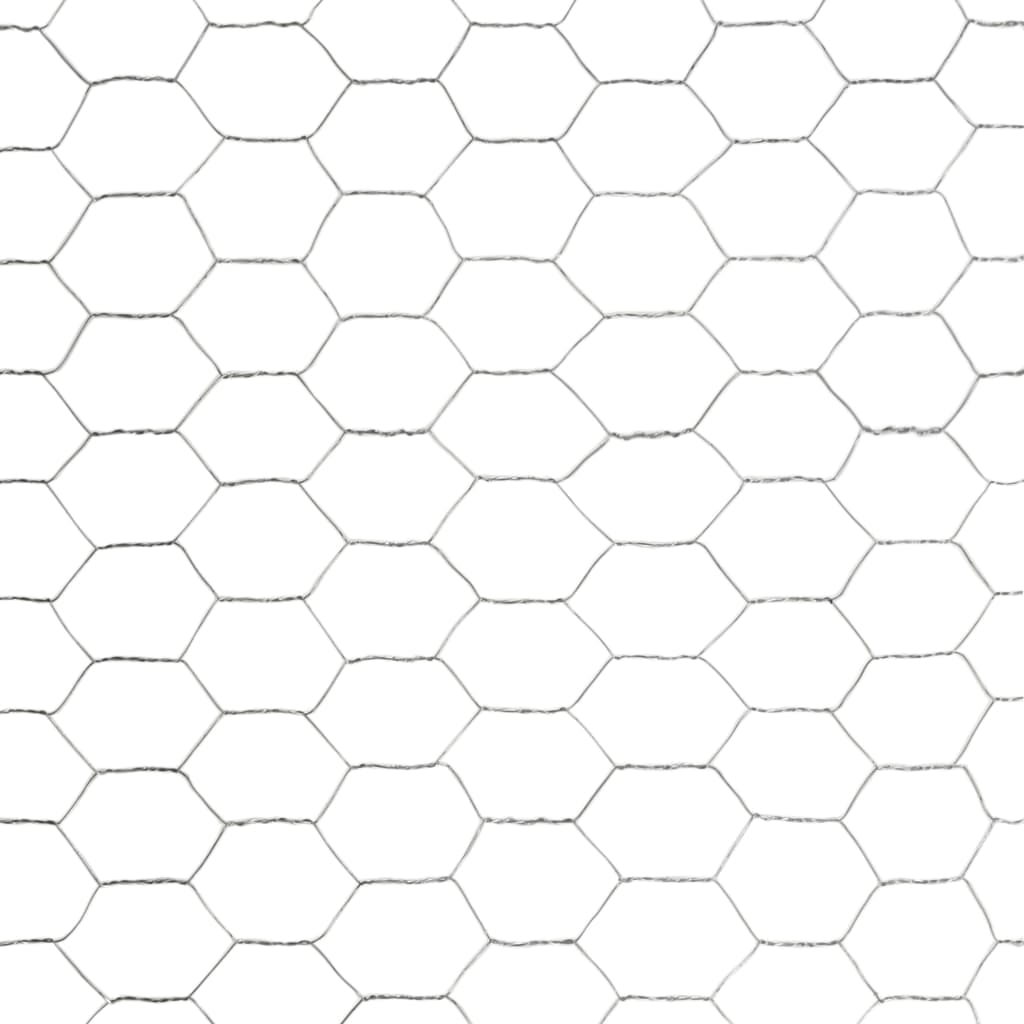 143328 vidaXL Chicken Wire Fence Galvanised Steel 25x1,2 m Silver
