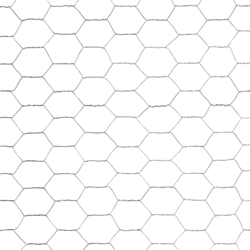 143333 vidaXL Chicken Wire Fence Galvanised Steel 25x1,5 m Silver