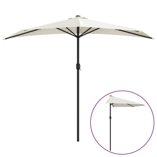 Garden Parasol with Aluminium Pole Sand 270x144 cm Half Garden Parasol with Aluminium Pole Sand 270x144 cm Half
