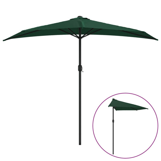 Garden Parasol with Aluminium Pole Green 270x144 cm Half Garden Parasol with Aluminium Pole Green 270x144 cm Half