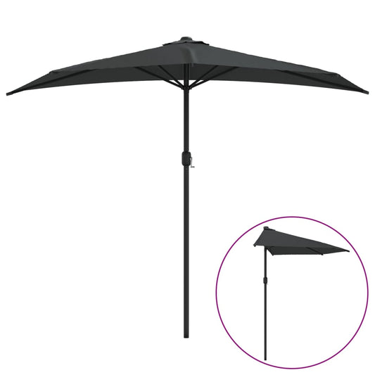 Garden Parasol with Aluminium Pole Anthracite 270x144 cm Half Garden Parasol with Aluminium Pole Anthracite 270x144 cm Half