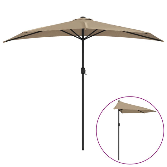 Garden Parasol with Aluminium Pole Taupe 270x144 cm Half Garden Parasol with Aluminium Pole Taupe 270x144 cm Half