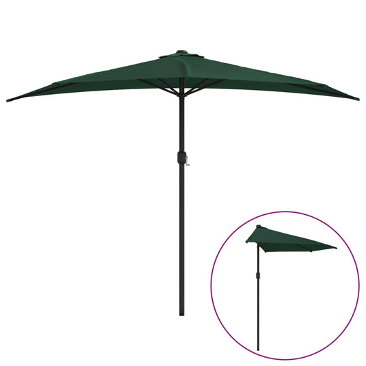 Garden Parasol with Aluminium Pole Green 300x155 cm Half Garden Parasol with Aluminium Pole Green 300x155 cm Half
