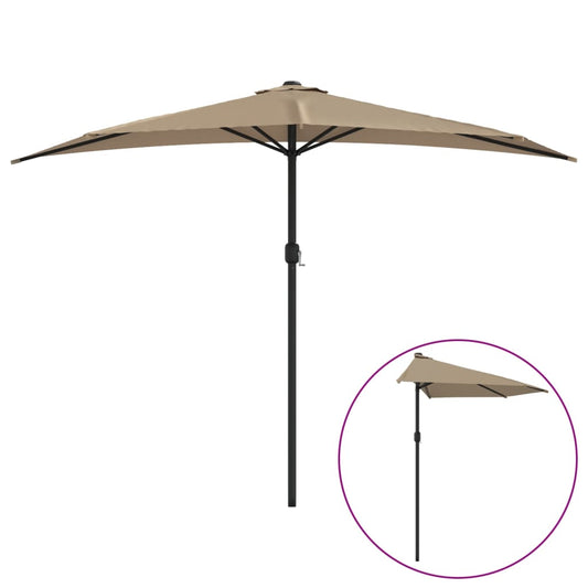 Garden Parasol with Aluminium Pole Taupe 300x155 cm Half Garden Parasol with Aluminium Pole Taupe 300x155 cm Half