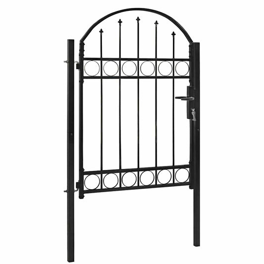 Fence Gate "ASSEN" with Arched Top Steel 102x125 cm Black Fence Gate "ASSEN" with Arched Top Steel 102x125 cm Black