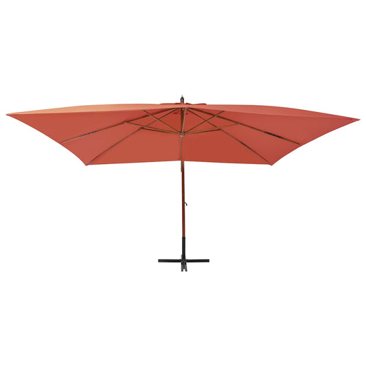Cantilever Garden Parasol with Wooden Pole 400x300cm Terracotta Cantilever Garden Parasol with Wooden Pole 400x300cm Terracotta