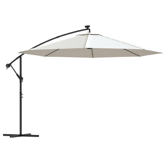 Cantilever Garden Parasol with LED Lights and Pole 350 cm Sand Cantilever Garden Parasol with LED Lights and Pole 350 cm Sand