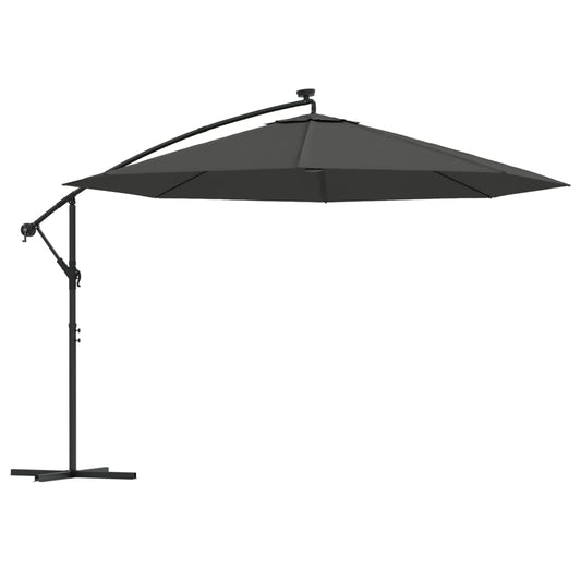 Cantilever Garden Parasol with LED Lights and Metal Pole 350 cm Anthracite Cantilever Garden Parasol with LED Lights and Metal Pole 350 cm Anthracite