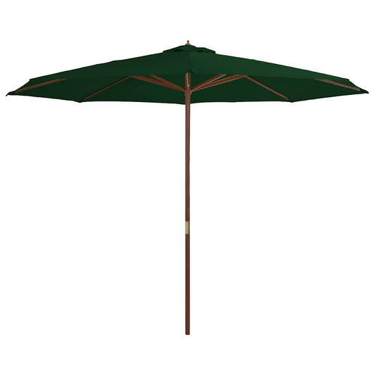 Garden Parasol with Wooden Pole 350 cm Green Garden Parasol with Wooden Pole 350 cm Green