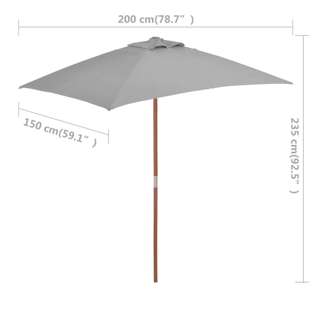 Garden Parasol | Anthracite | Polyester, Laminated bamboo, Hardwood