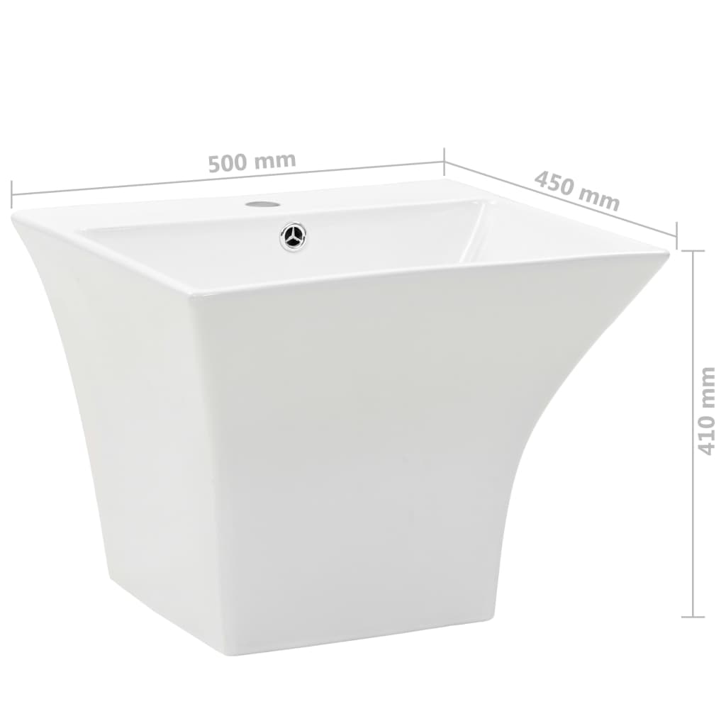143019 vidaXL Wall-mounted Basin Ceramic White 500x450x410 mm