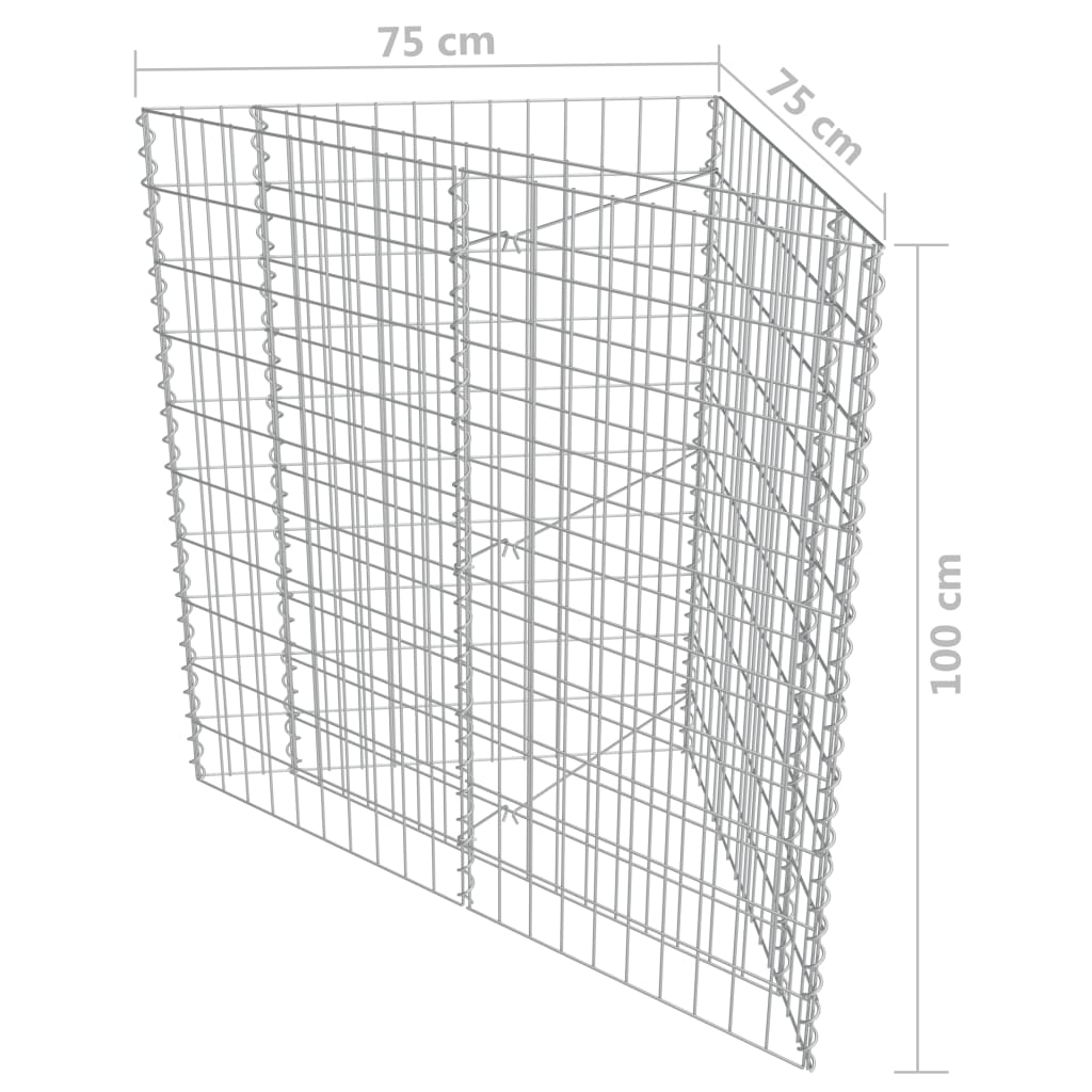 143603 vidaXL Gabion Raised Bed Galvanised Steel 75x75x100 cm