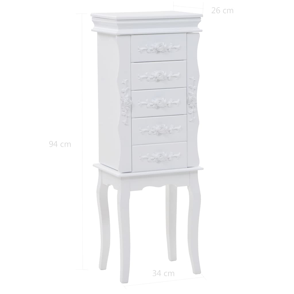 246959 vidaXL Free Standing Jewelery Cabinet White