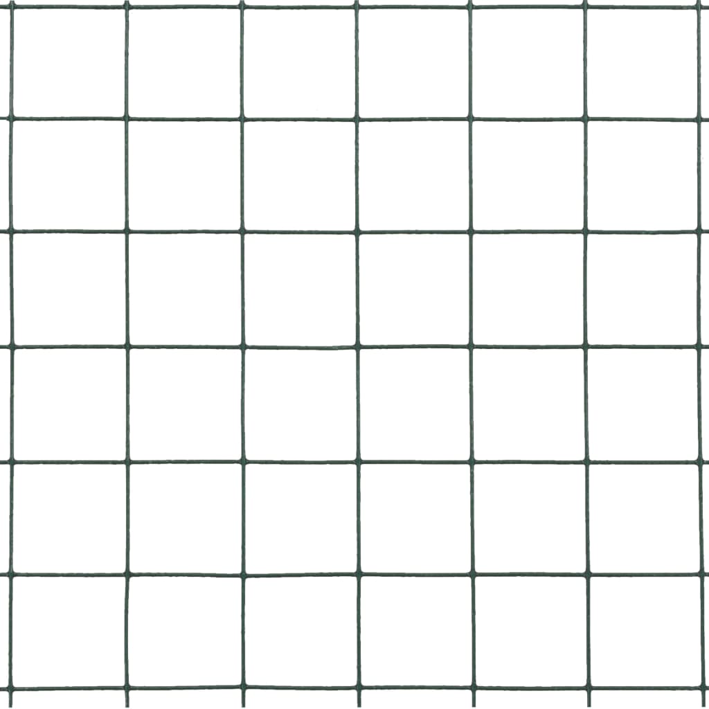 143629 vidaXL Chicken Wire Fence Steel with PVC Coating 10x1,5 m Green